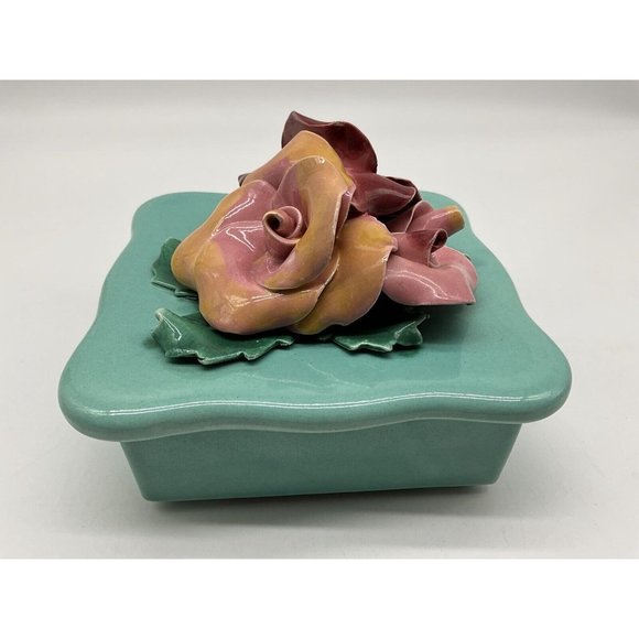 Johann Brahm California Vintage 1960s Floral Trinket Box MCM Collectible #275 - Picture 6 of 13